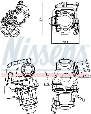 Supapa EGR potrivit VOLVO C30, S40 II, S80 II, V50, V70 III; CITROEN BERLINGO, BERLINGO MULTISPACE, BERLINGO MINIVAN, C2, C3 I, C3 II, C3 PICASSO, C4, C4 GRAND PICASSO I, C4 I 1.6D 11.03-