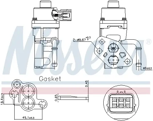 Supapa EGR potrivit VOLVO C30, S40 II, S80 II, V50, V70 III; FORD C-MAX, FIESTA V, FOCUS C-MAX, FOCUS I, FOCUS II, GALAXY II, GALAXY MK II, KUGA II, MAVERICK, MONDEO II, MONDEO III 1.8-2.5 08.96-