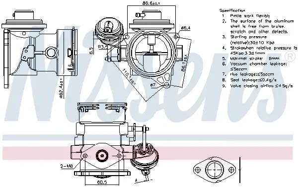 Supapa EGR potrivit VW MULTIVAN V, TRANSPORTER V 2.5D 04.03-11.09