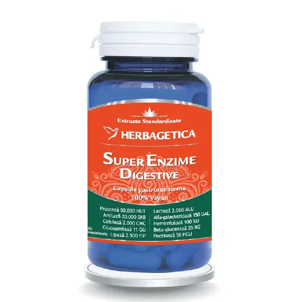 Super Enzime Digestive, 10 capsule, Herbagetica