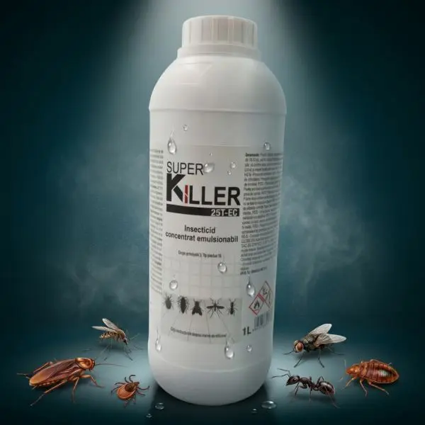Super Killer 25T EC insecticid concentrat 1L pentru combaterea muștelor țânțarilor gândacilor de bucatarie capuselor furnicilor