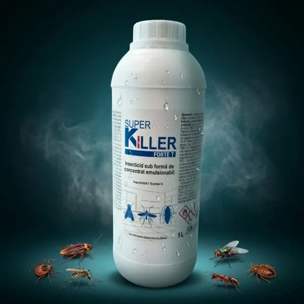 Super Killer Forte T 1L insecticid concetrat pentru combaterea mustelor tantarilor si gandacilor de bucatarie