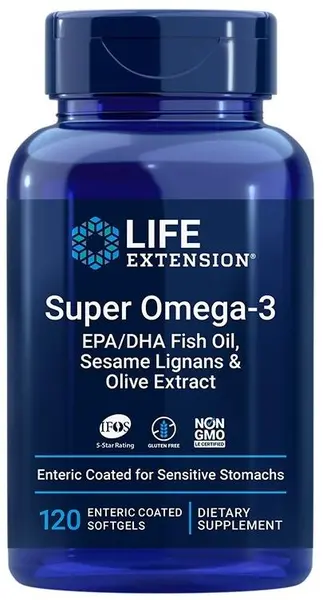 Super Omega-3, Enteric Coated, 120 capsule moi, Life Extension