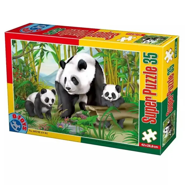 Super Puzzle pentru Copii, 35 Piese, Ursi Panda