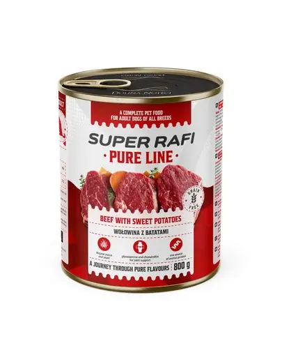 SUPER RAFI Pure Line cu vită și cartofi dulci 800 g hrană umedă pentru câini adulți