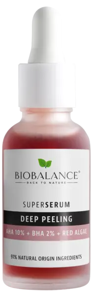 Super Serum Exfoliere Profunda cu AHA 10% + BHA 2% + Extract de Alge Rosii, 30ml, Bio Balance