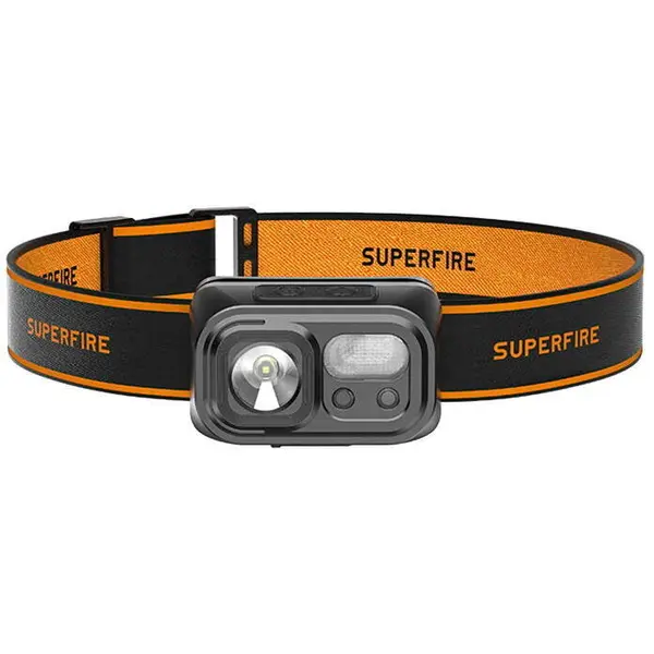 Supfire Lanterna LED pentru cap Superfire HL23-A, 220lm, 120m, 1600mAh, Lumina rosie, incarcare USB-C, control miscare