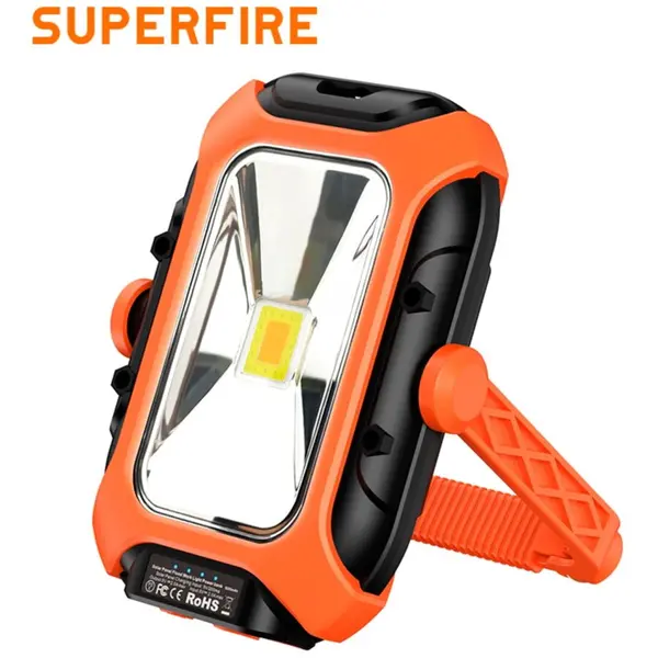 Supfire Lanterna LED Superfire GM05, panou solar, 500 lumeni, acumulator 5200mAh, incarcare, USB-C