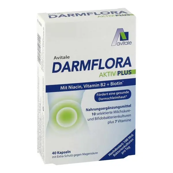 Supliment Alimentar, Avital, Darmflora Aktiv Plus, 100 Miliarde Probiotice Vii din 10 Tulpini Benefice pe Portie, 40 capsule