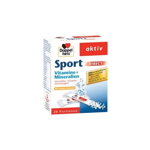 Supliment Alimentar, Doppelherz, Sport Aktiv Direct, Complex de Vitamine, Minerale si Oligoelemente, Aroma Portocale, 20 plicuri