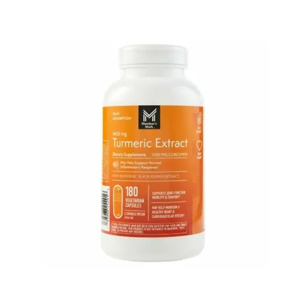 Supliment Alimentar, Member's Mark, Turmeric Extract, Efect Anti-inflamator, Vegan, fara Lactoza, fara Gluten, 180 capsule