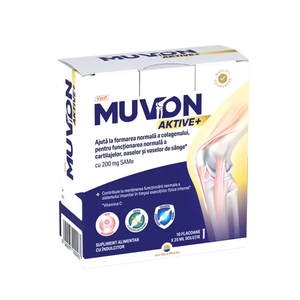 Supliment alimentar pentru articulatii Muvon Aktive Plus, 10 fiole, Sun Wave Pharma