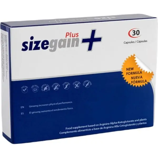 Supliment alimentar SizeGain Plus - 500 Cosmetics, pentru imbunatatirea performantei si marirea penisului, 30 capsule