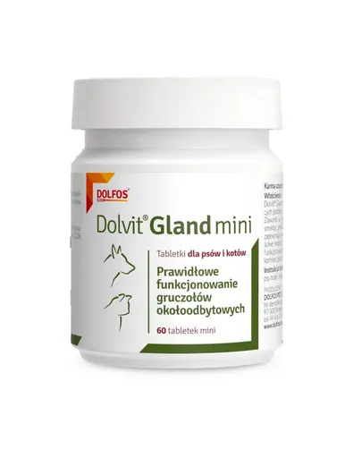 Supliment glande perianale la câini mici și pisici DOLFOS Dolvit Gland Mini 60 tablete cu fibre și prebiotice