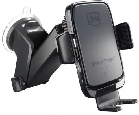 Suport Auto 3MK Drive & Charge, Incarcare Wireless, Quick Charge, 15W (Negru)