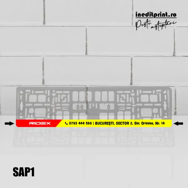 Suport Auto Personalizat (Firme) SAP1 Suport negru bagheta alba