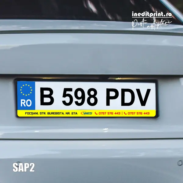 Suport Auto Personalizat (Firme) SAP2 Suport negru bagheta galbena