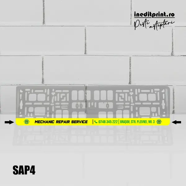 Suport Auto Personalizat (Firme) SAP4 Suport negru bagheta galbena