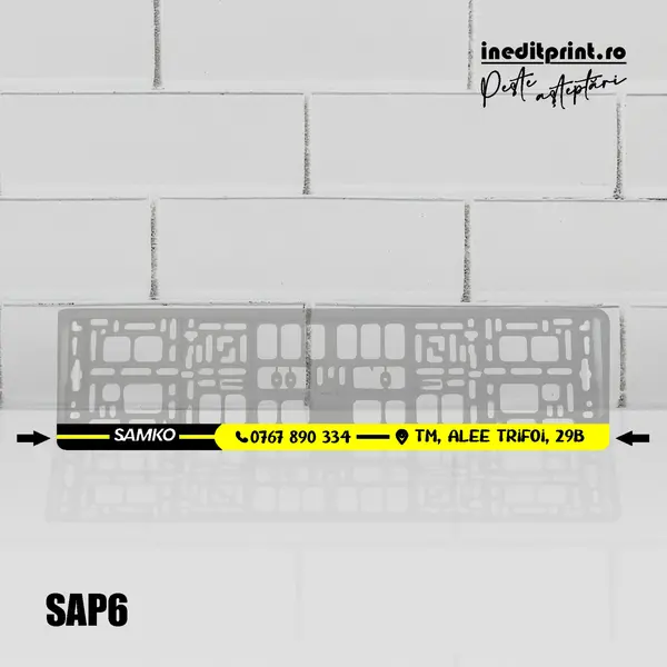 Suport Auto Personalizat (Firme) SAP6 Suport negru bagheta galbena