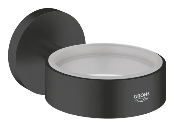 Suport baie Grohe Essentials, pe perete, dozator/pahar/savoniera, metal, mat, negru, 1024662430