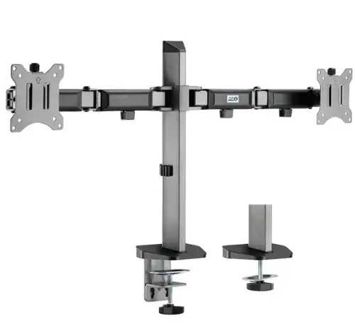 Suport birou 2 monitoare Deluxe Ergo Office, 17inch - 32inch, 9kg (Argintiu)