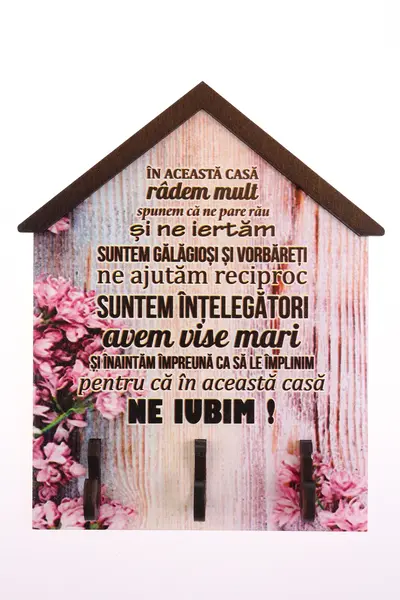 Suport chei - Casuta cu text, 20x16cm | Acrilat WoodBox