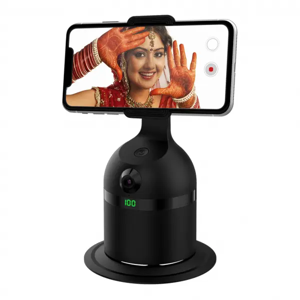 Suport cu sistem de stabilizare Gimbal Souing Genie 360 I20Pro Negru cu AI Smart Tracking, camera, recunoastere faciala si speaker
