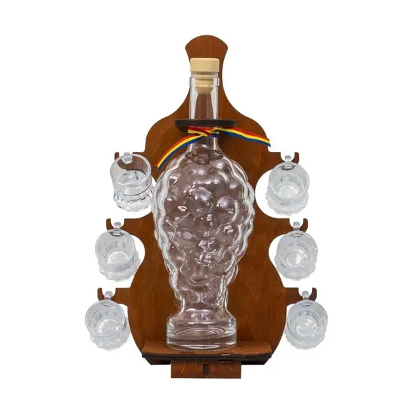 Suport cu Sticla in Forma de Ciorchine de Struguri, cu 6 Pahare Shot, 34 x 22 cm
