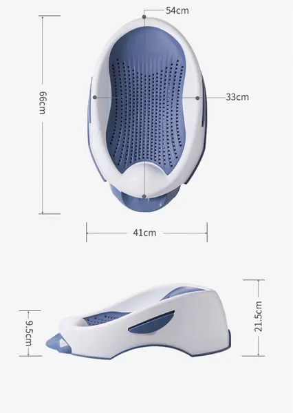 Suport de baie 2 in 1 pentru copii Little Mom Soft Pink, model ergonomic, cu sistem de drenare integrat, punct de agatare pentru stocare, dimensiune 66 x 54 x 33 cm