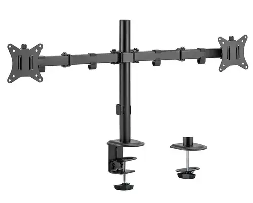 Suport de birou Maclean MC-754N, pentru 2 monitoare, 17-32inch, 2 x 9 kg (Negru)