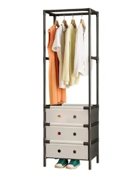 Suport de haine si pantofi modern multifunctional cu 3 niveluri negru 41×41×188