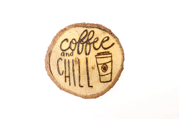 Suport de pahare, din lemn reciclat "Coffee and chill" | Deco Sara's Handmade