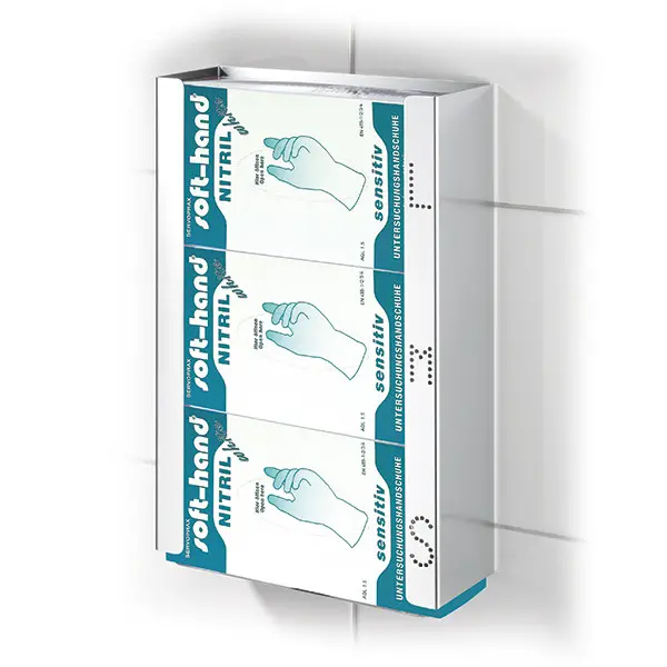 Suport din INOX pentru 3 cutii de manusi - marime S M L- 37.7x9.6x25.8 cm