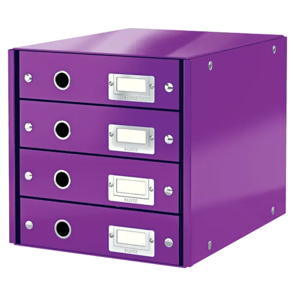 Suport documente mov cu 4 sertare carton laminat Leitz Suport cu 4 sertare pentru documente mov Leitz Click&Store