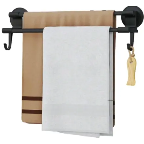 Suport dublu prosoape baie, 50 cm, Negru