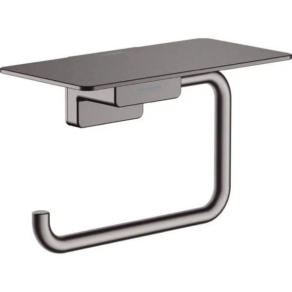 Suport hartie igienica cu polita, culoare crom negru periat Hansgrohe AddStoris 41772340