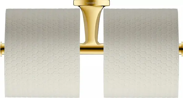 Suport hartie igienica Duravit Starck T 0099383400, montare pe perete, dublu, metal, Auriu lucios