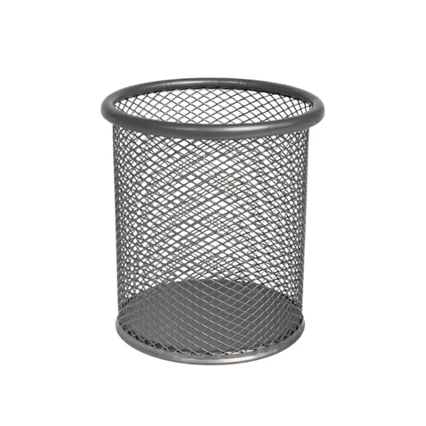Suport instrumente de scris Office Cover 802, cilindric, din plasa metalica argintie