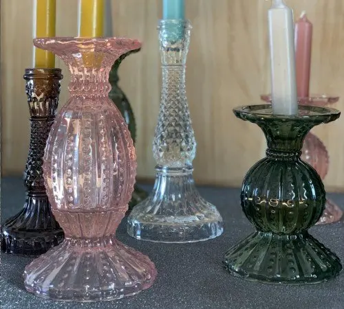 Suport lumanare 10x19 cm AGUAMALA glass light pink - P - Default Title