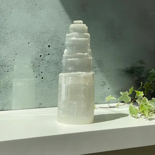 Suport lumanare selenit Iceberg 25 cm