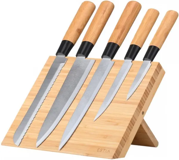 Suport magnetic pentru cuțite Estia – Bamboo Essentials, 15 x 15 x 24 cm