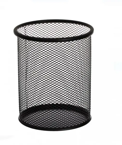 Suport metalic pentru pixuri si accesorii birotica, Negru, 11x14 cm