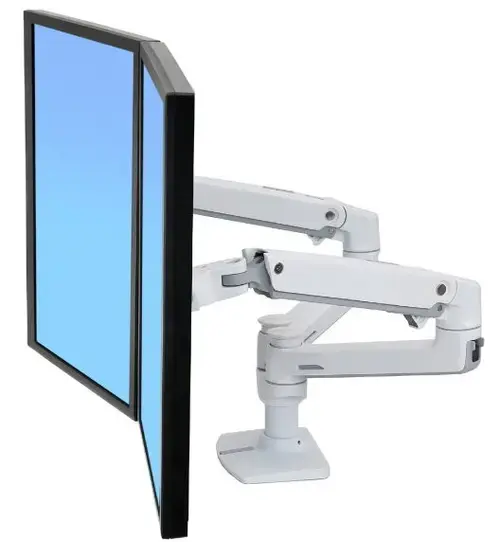 Suport monitor pentru birou Ergotron LX Dual 45-491-216, Pivot, Rotire 360, 18kg (Alb)