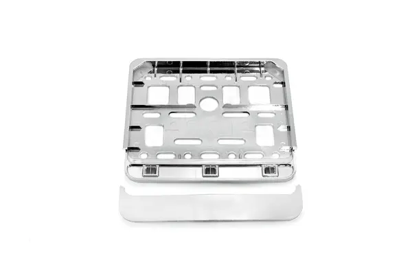Suport numar inmatriculare cromat pentru scooter 13.5 x 15 cm