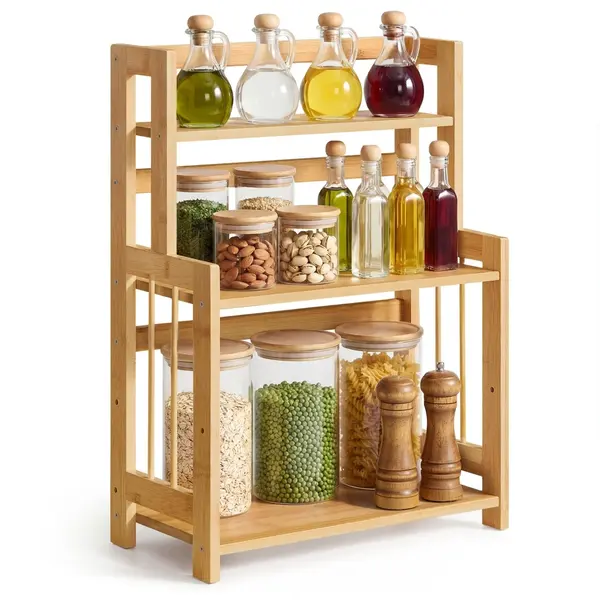 Suport pentru condimente, Bambou, Songmics, Natural, 41x18.6x53.5 cm