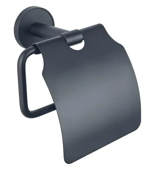 Suport pentru hârtie igienică Inter Ceramic - Lusso, cu capac, Black Matt