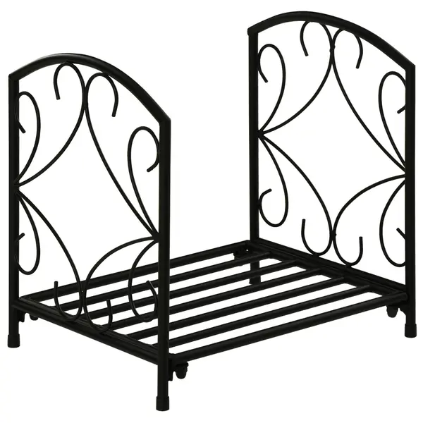 Suport pentru Lemne de Interior si de Exterior din Metal cu Baza Ridicata pentru 50kg de Lemne 39.5x31.5x39.5cm, Negru Outsunny | Aosom Romania
