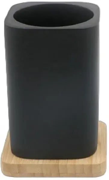 Suport pentru periuță de dinți Inter Ceramic - Ninel, 8.5 x 12.2 cm, negru-bambus