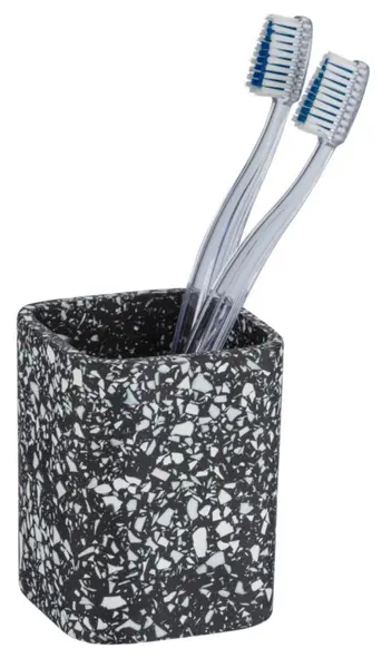 Suport pentru periuță de dinți Wenko - Terrazzo, 8 x 10,5 x 8 cm, negru