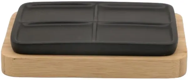 Suport pentru săpun Inter Ceramic - Ninel, 13 x 8.5 cm, negru/bambus